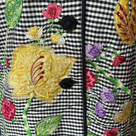 Vintage ANAGE jacket:  gingham, embroidered, beaded, sequined, floral details - Picture 3 of 17
